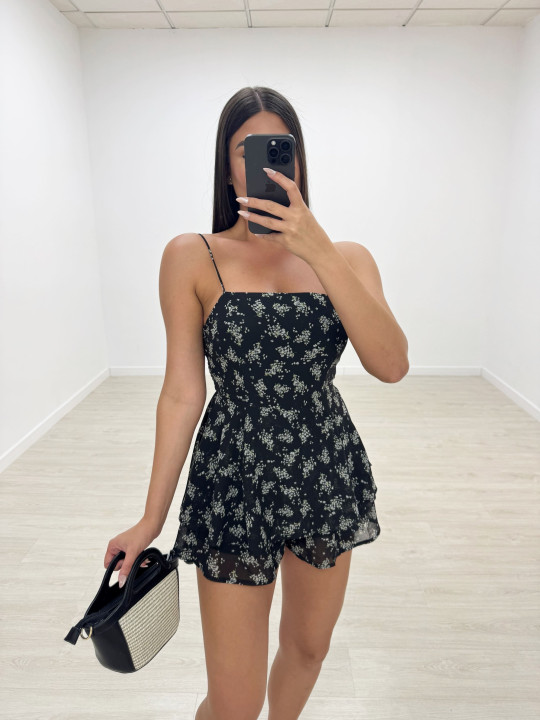 VESTIDO/MONO FLORAL NEGRO